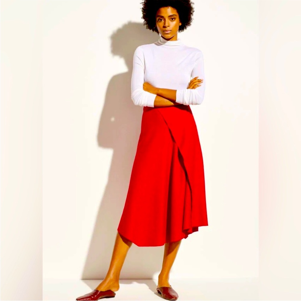 Vince Asymmetrical Drape Flannel Skirt